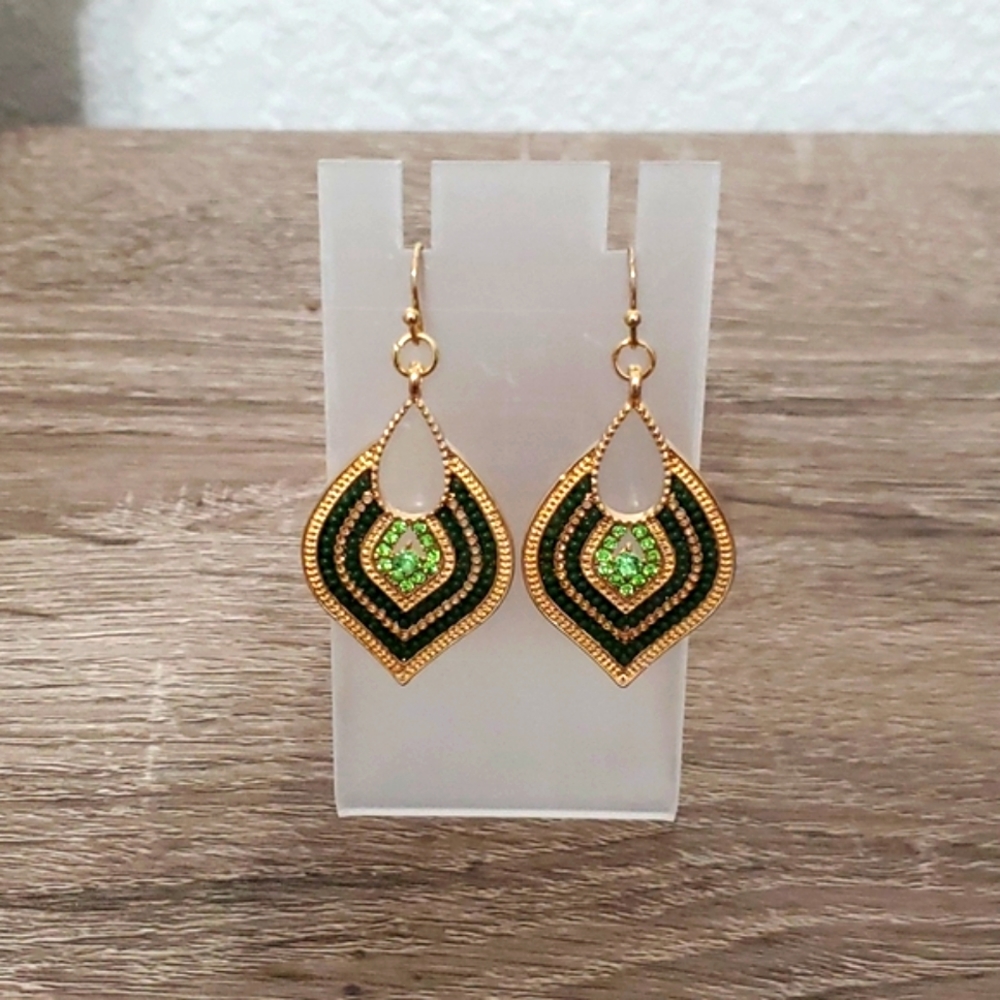 🆕️ Rhinestones Green Beaded Earrings